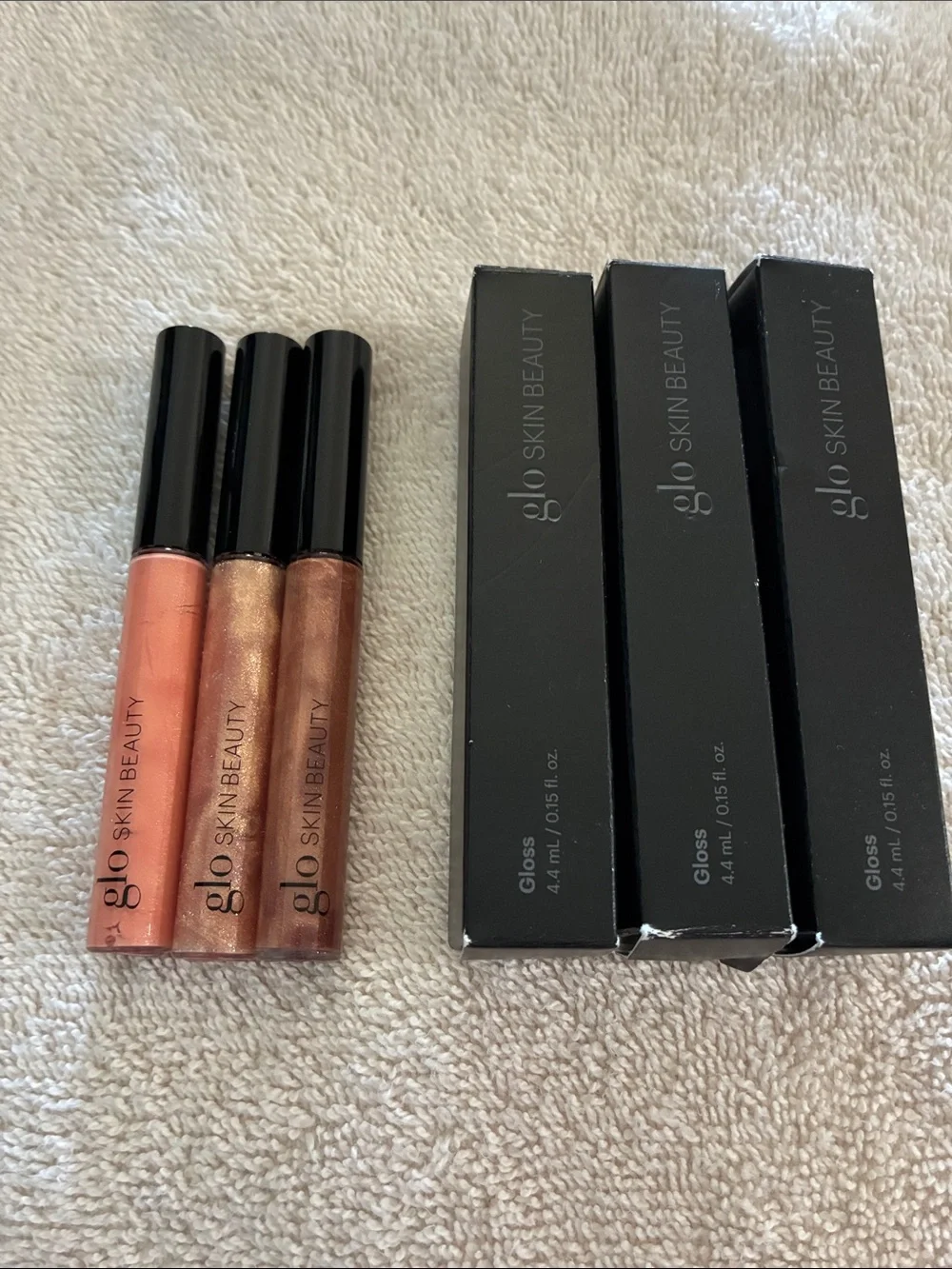 Glo Skin Beauty Shimmer Lip Gloss Trio - Peach, Rose, Bronze